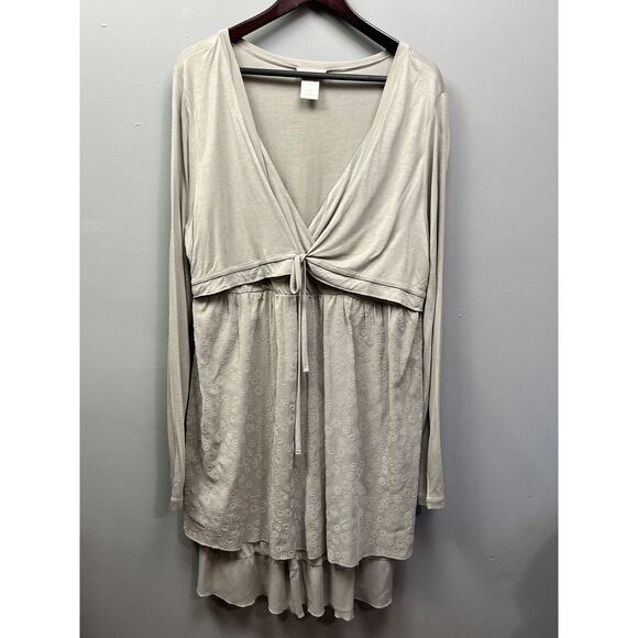 Monroe & Main Dress Womens Plus Size 1X gray tunic layered Tie Front Textured - Picture 1 of 7